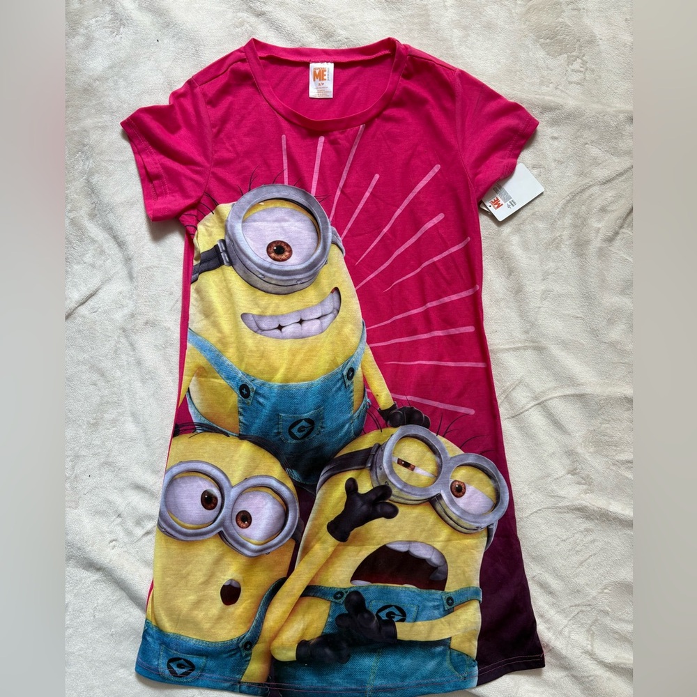 Pink Minions Graphic T-Shirt Night Dress